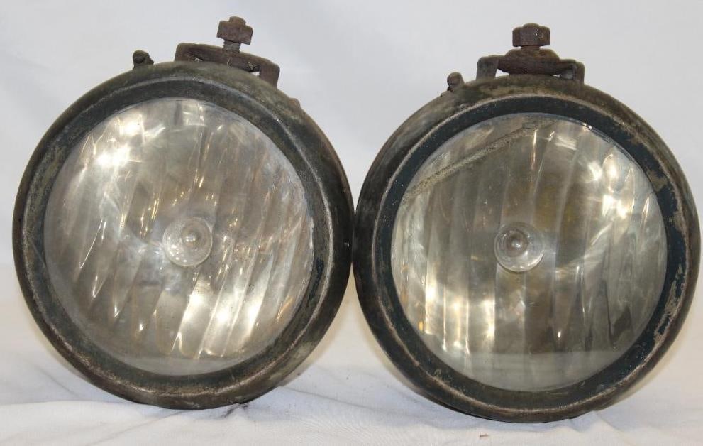 Pair of 1920's Drum Style Automobile Headlights (1 of 5)