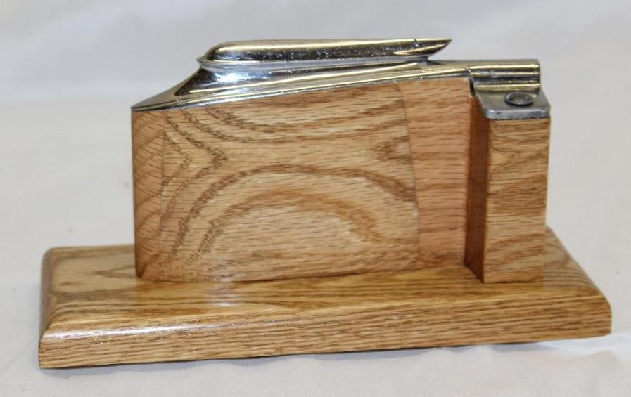 1935 Chevrolet Radiator Mascot Hood Ornament: mounted to high quality custom oak base, 9" x 3/5" x 5" including base