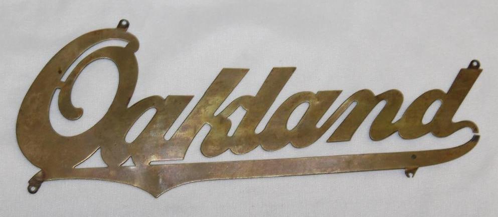 Pontiac Oakland Brass Radiator Script Emblem (1 of 3)