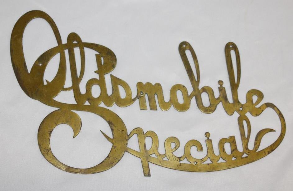 Oldsmobile Special Brass Radiator Script Emblem (1 of 2)