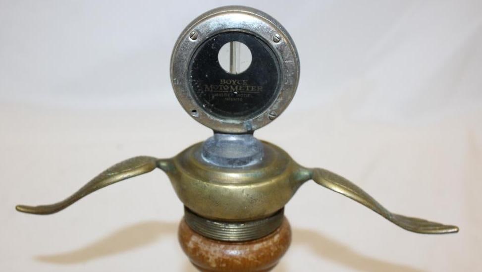 Boyce Motometer Radiator Mascot Hood Ornament w/ Winged Base (1 of 5)