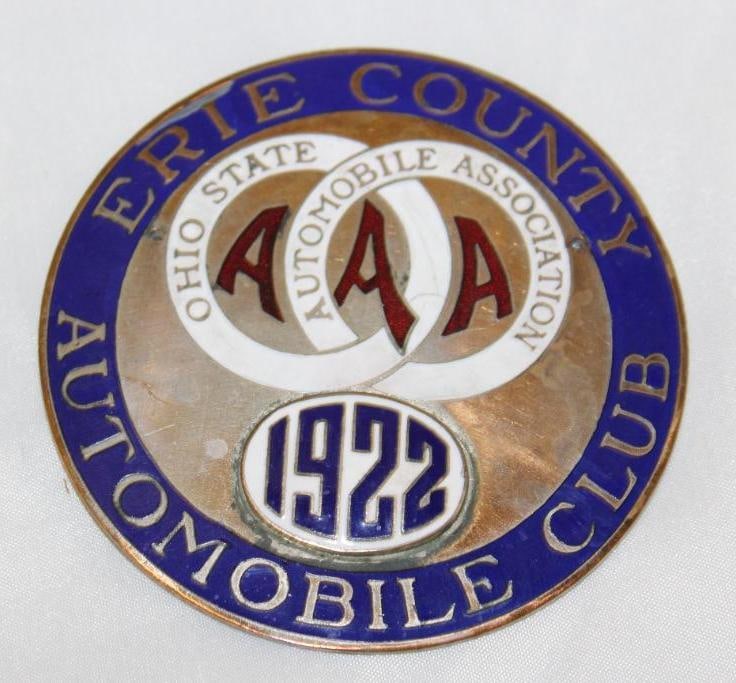 1922 Erie County Automobile Club AAA Radiator Emblem Badge (1 of 2)