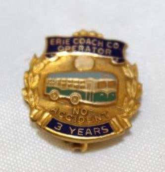 Erie Coach Co Figural Award Pin Badge: .75" x .75"