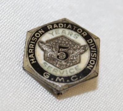 GMC Trucks Harrison Radiator Division 5yr Award Pin Badge: .5" x .75"