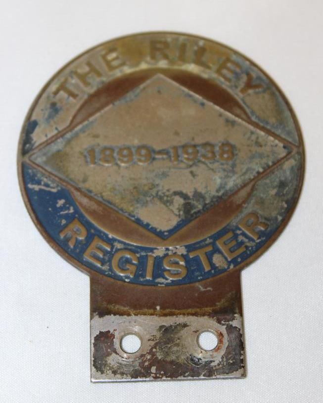 1938 Riley Register License Plate Topper Badge: 3" x 4"