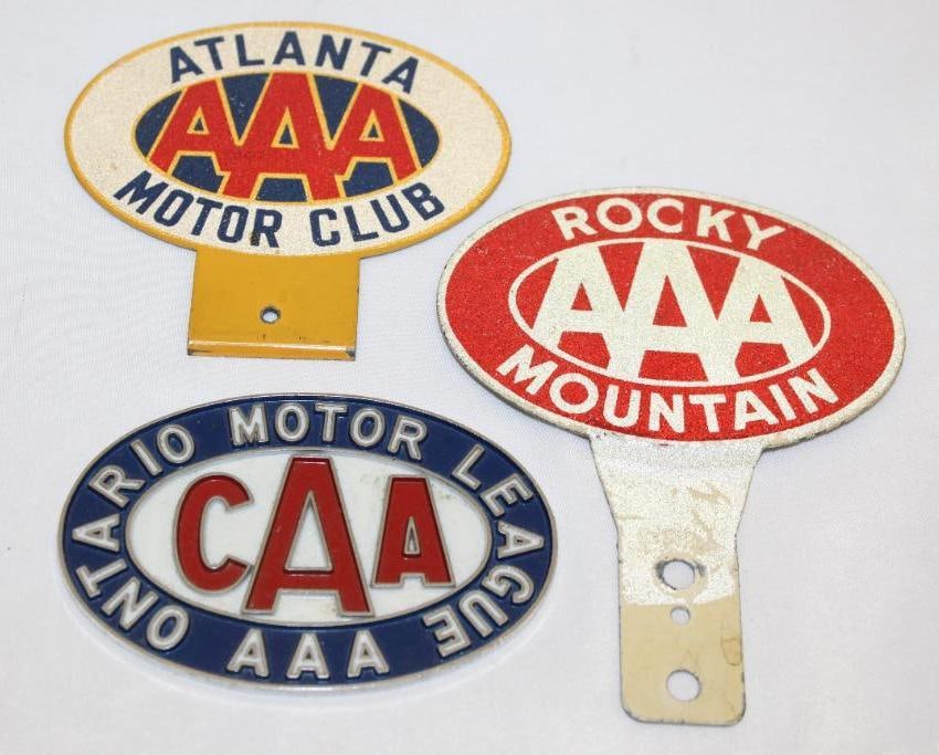 Group of 3 AAA Auto Club Radiator Emblem Badges (1 of 5)