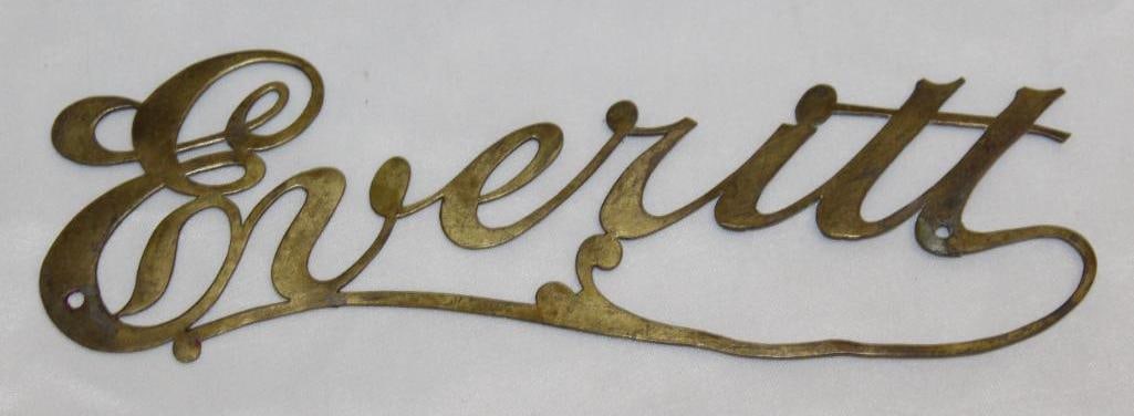 Brass Everitt Motor Car Co Radiator Script Emblem (1 of 2)