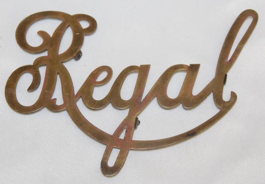 Brass Regal Motor Car Co Radiator Script Emblem (1 of 2)