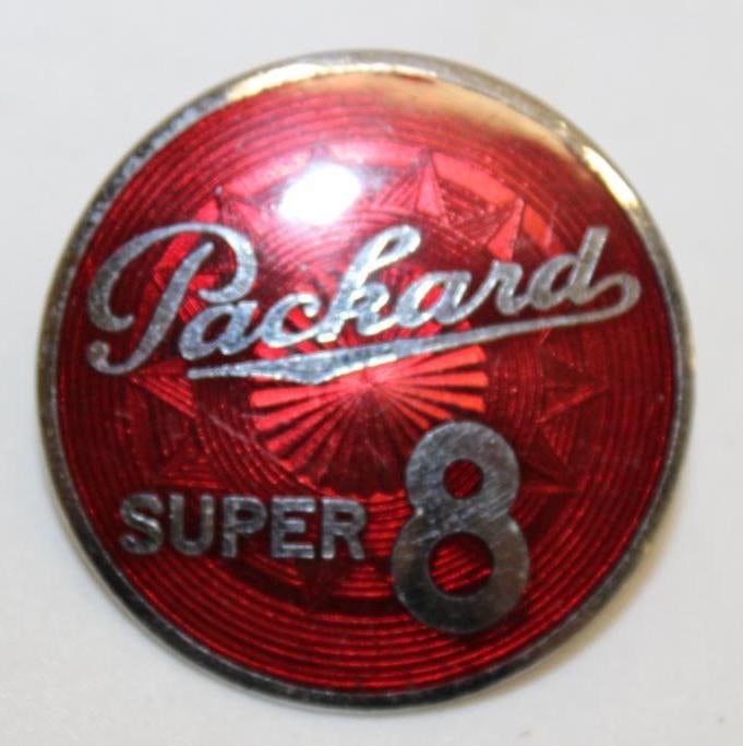 1939-1940 Packard Motor Car Co Super 8 Radiator Emblem Badge: cloisonne 2.25" diameter