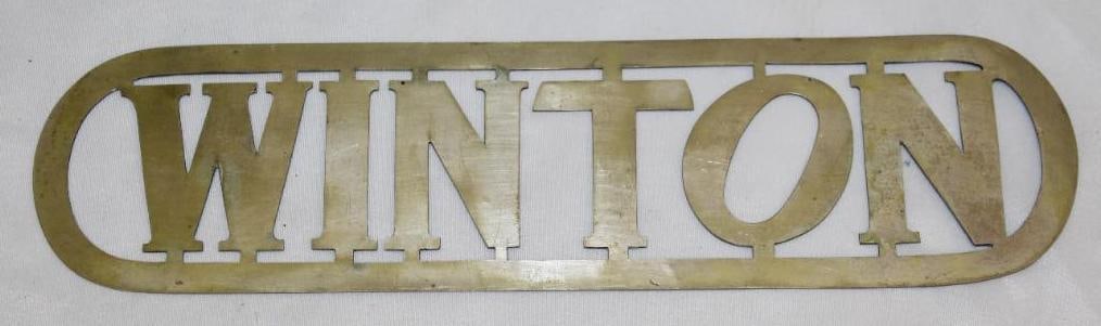 Brass Winton Motor Car Co Radiator Script Emblem (1 of 2)