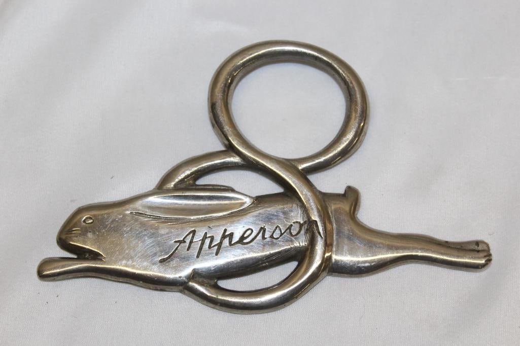 Brass Apperson Jack Rabbit 8 Radiator Script Emblem (1 of 2)