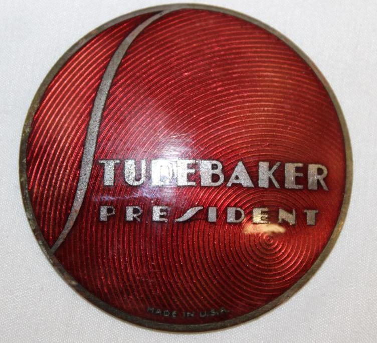 1936-1938 Studebaker President Motor Car Co Radiator Emblem Badge: cloisonne 2.75" diameter
