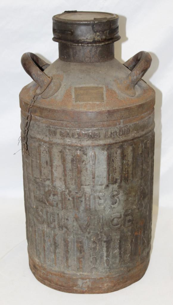 Cities Service Embossed 10 Gallon Bulk Oil Can Container (1 of 6)