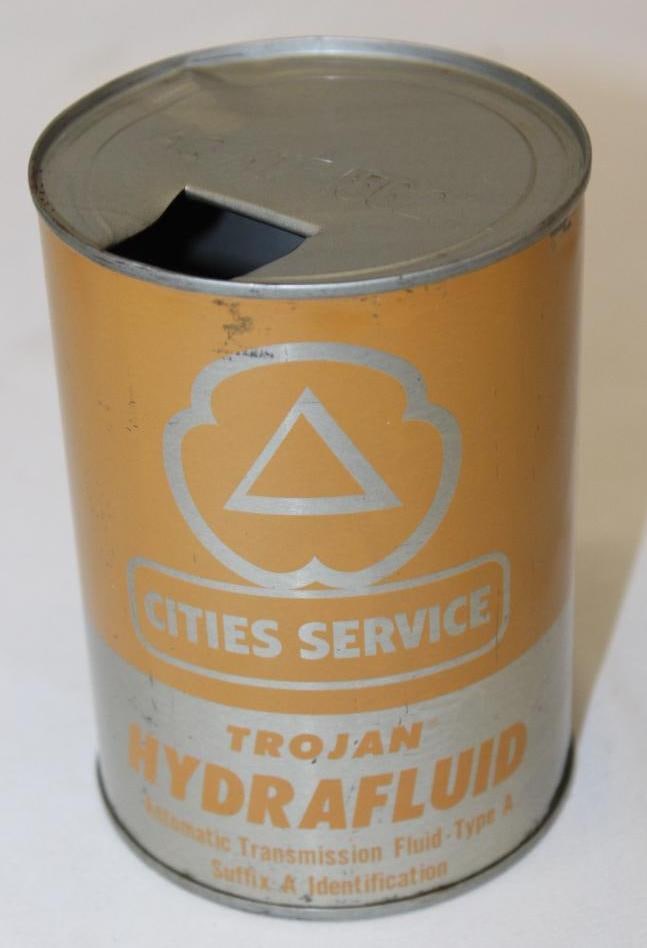 Cities Service Trojan Hydrafluid ATF Metal 1 Quart Motor Oil Can (1 of 3)