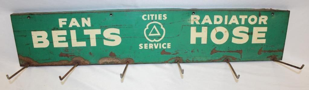 Cities Service Fan Belts and Radiator Hose Advertising Rack Sign (1 of 5)