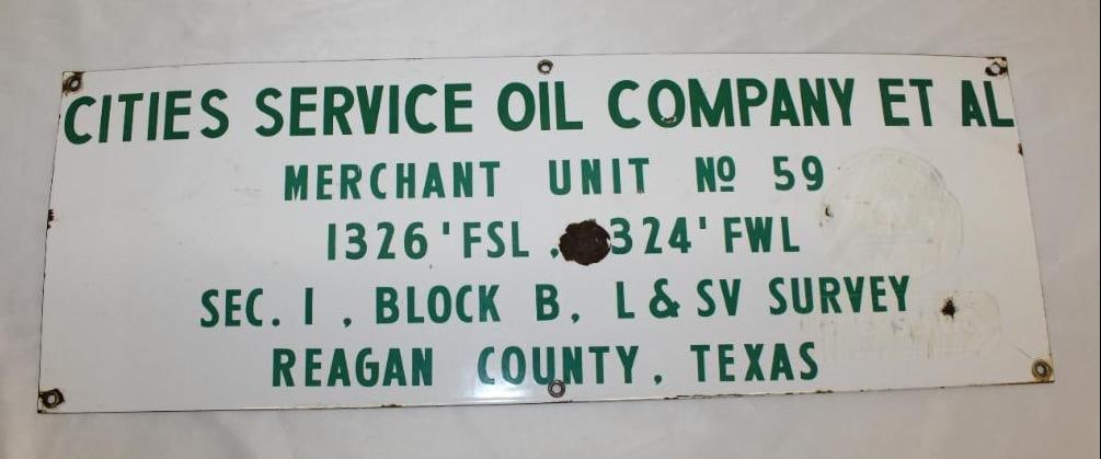 Cities Service Porcelain Pipeline Sign Reagan County, TX (1 of 6)
