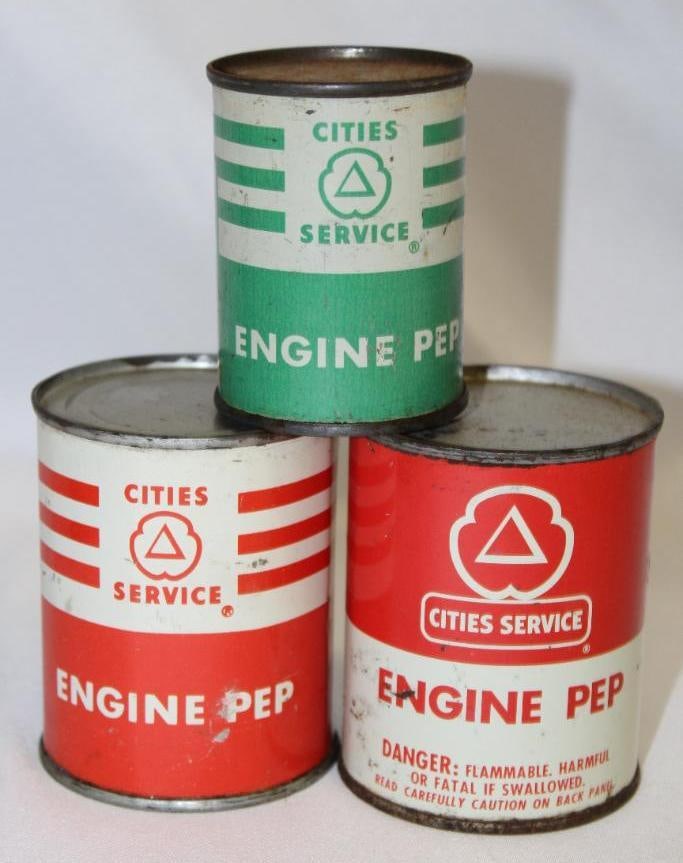 Group of 3 Cities Service Engine Pep Oil Cans (1 of 3)