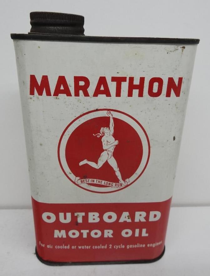 Marathon Outboard Motor Oil Flat Quart Can (1 of 4)