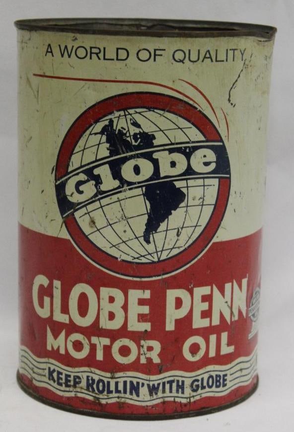 Globe Penn Metal 5 Quart Motor Oil Can (1 of 4)