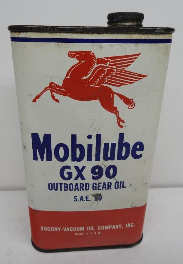 Mobilube Outboard Gear Oil Flat Quart Can (Gargoyle) (1 of 4)