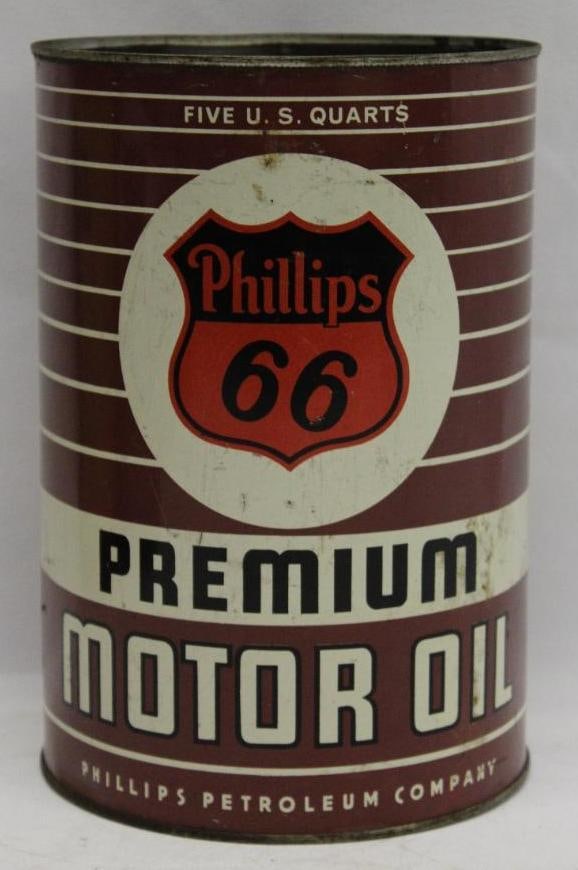 Phillips 66 Premium Metal 5 Quart Motor Oil Can (1 of 4)