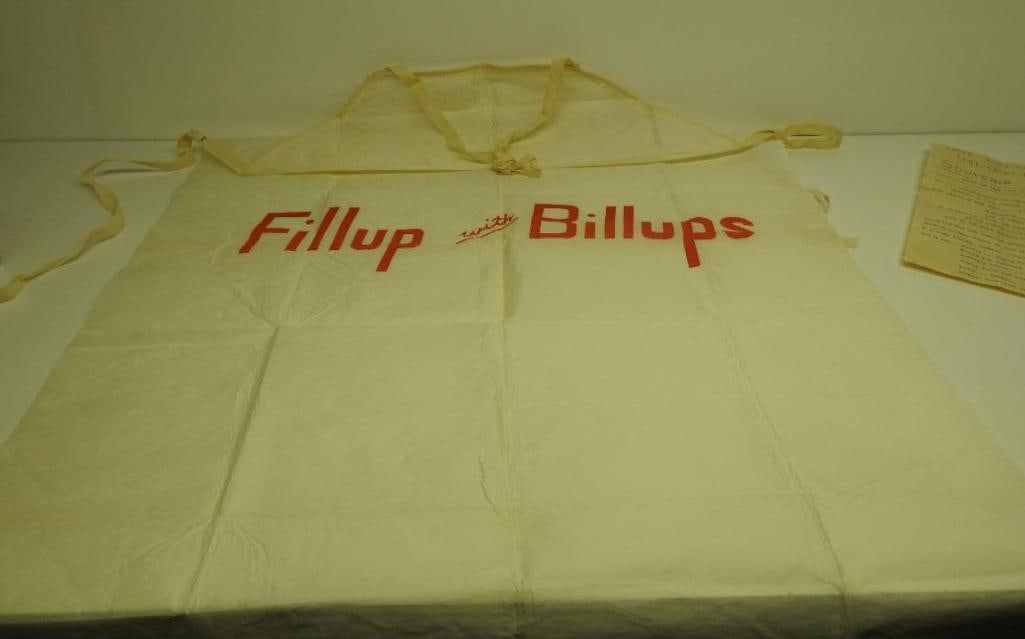 Fill Up with Billups Apron: Good condition with fold lines, includes paperwork