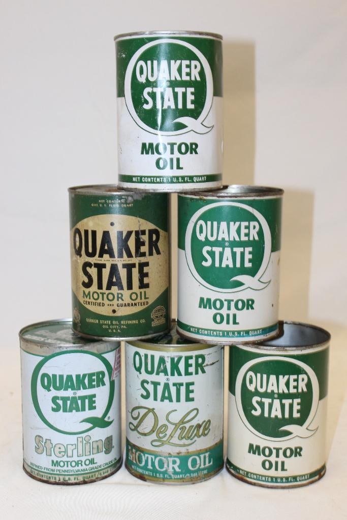 Group of 6 Metal Quaker State 1 Quart Oil Cans (1 of 4)