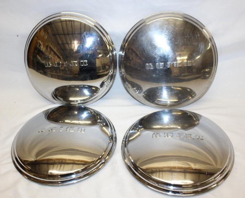 Set of 4 1954-1955 Buick Motor Car Co Dog Dish Hubcaps: 11" diameter