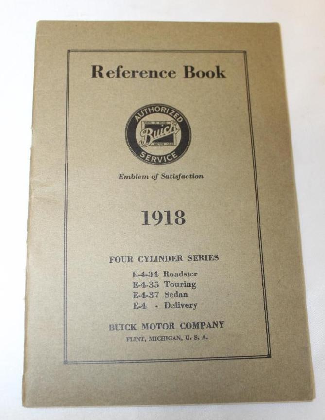 1918 Buick 4 Cylinder Reference Book Owners Manual: 9" x 6"