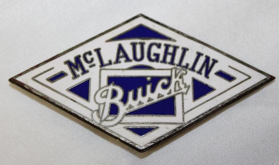 1923-1925 Buick McLaughlin Radiator Emblem Badge: cloisonne, 3.5" x 2"
