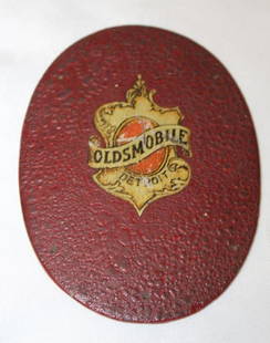 1901-1907 Oldsmobile Motor Car Co Curved Dash Emblem Badge: 5&#34; x 3.75&#34;, with all original paint