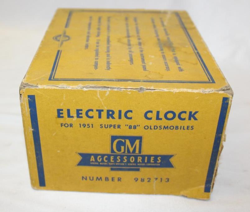 1951 Oldsmobile Super 88 Dash Clock Box: 7.5" x 6" x 4", box only