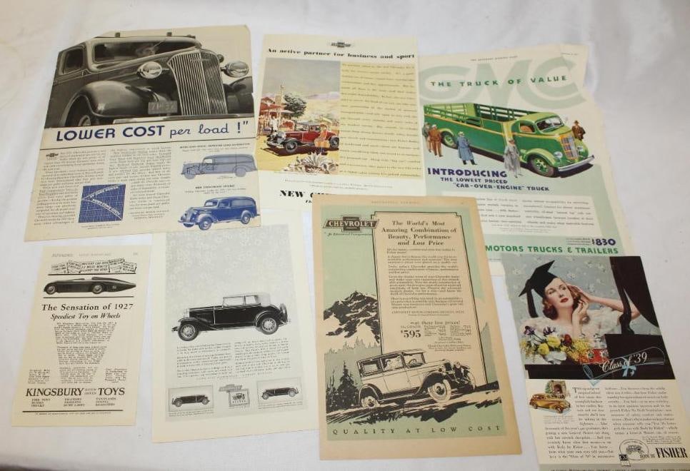 Large Group of Chevrolet Advertisements: largest 8.5" x 11"