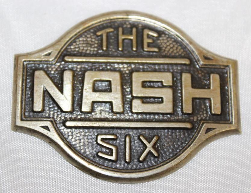 1921-1924 Nash Motor Car Co Six Radiator Emblem Badge: 1.75" x 2.25"