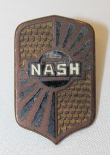 1931-1933 Nash Motor Car Co Radiator Emblem Badge: cloisonne 1.25" x .75"