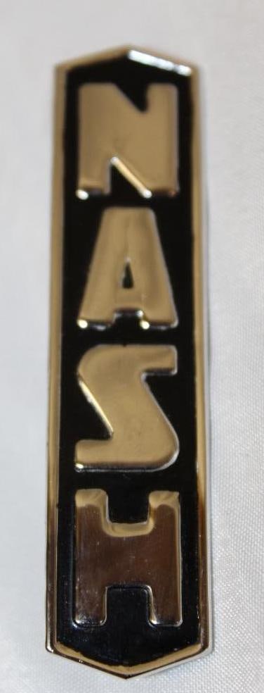 1938 Nash Motor Car Co Trunk Emblem Badge: 3" x .75"
