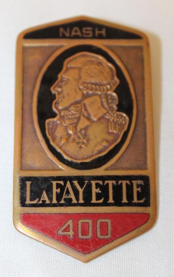 1936-1937 Nash LaFayette 400 Radiator Emblem Badge: 2.25" x 1.25"