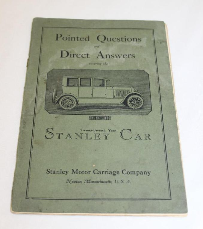 1922-1923 Stanley Steamcar Sales Brochure Book: 9" x 6", it is torn along the binding