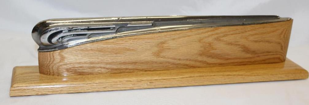 1941 Buick Motor Car Co Radiator Mascot Hood Ornament: mounted to high quality custom oak base, 21.5" x 3.5" x 5" including base
