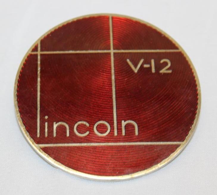 1935 Lincoln Motor Car Co Radiator Emblem Badge: cloisonne 3" diameter
