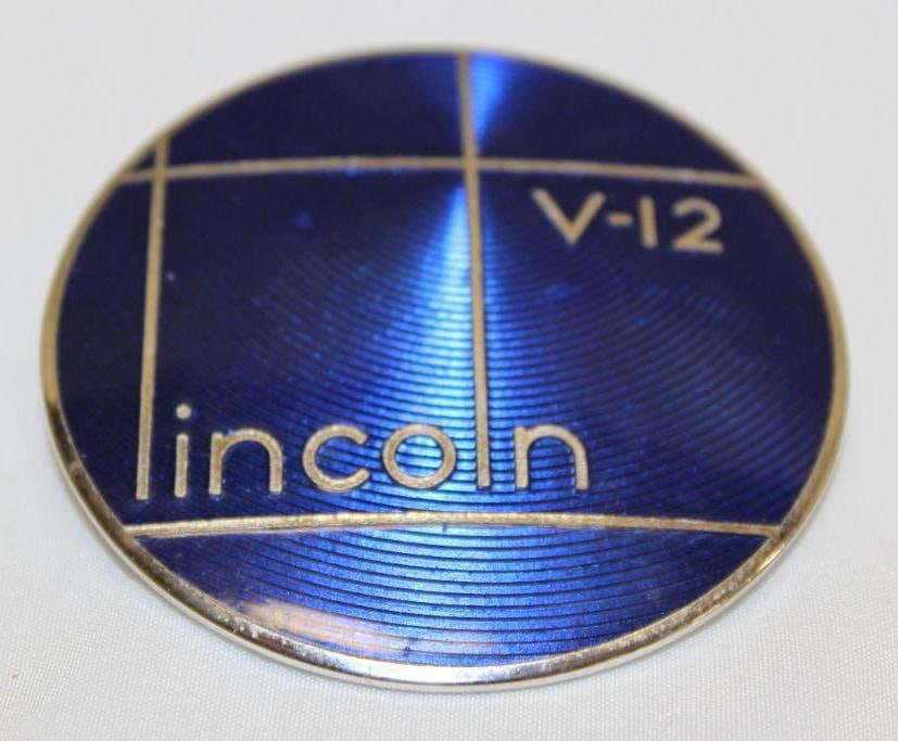 1935-1940 Lincoln Motor Car Co Radiator Emblem Badge: cloisonne 3" diameter
