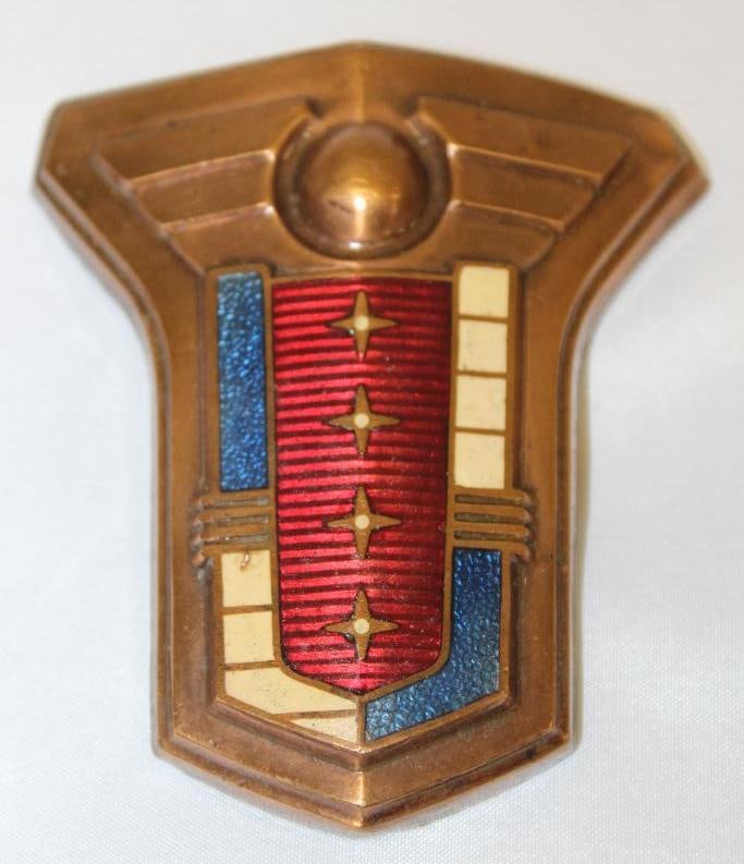 1940's-1950's Lincoln Motor Car Co Radiator Emblem Badge: cloisonne 3.5" x 3"