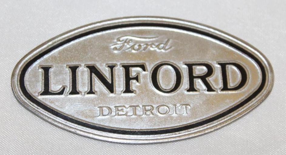 1927-1928 Ford Lincoln Linford Radiator Emblem Badge: cloisonne 1.5" x 3"
