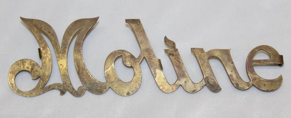 Moline Motor Car Co Brass Radiator Emblem Script (1 of 2)