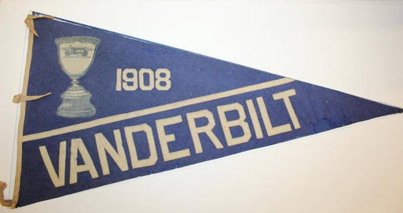 Rare 1908 Vanderbilt Cup Race Pennant Locomobile Old #16: this is a very hard to find original 1908 Vanderbilt Cup Race Pennant, 33" x 16.5", it has some slight moth damage to the outer edges