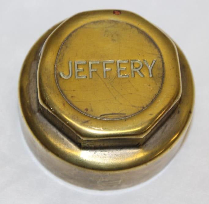 1910's Brass Jeffery Motor Car Co Threaded Hubcap (1 of 2)