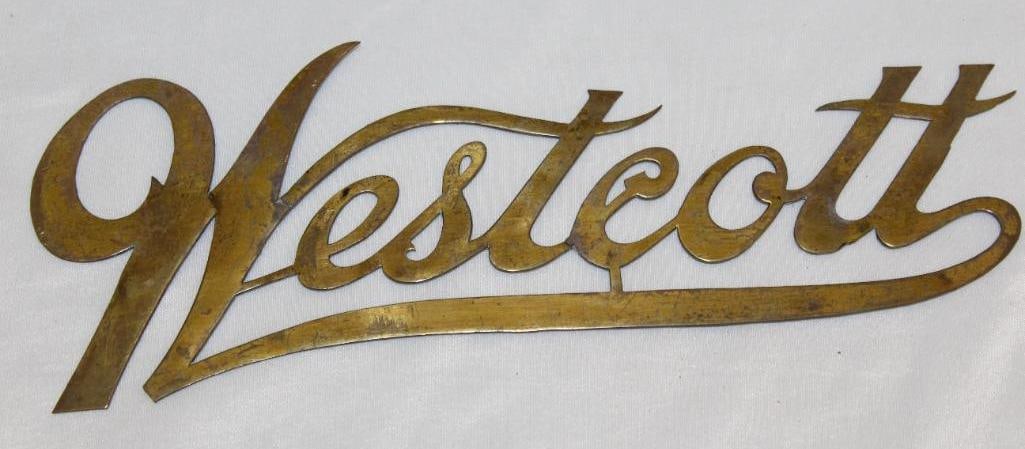 Westcott Motor Car Co Brass Radiator Emblem Script (1 of 2)
