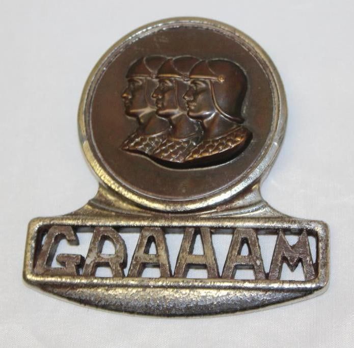 1931 Graham Paige Headlight Bar Emblem Badge: 4.5" x 4.25"