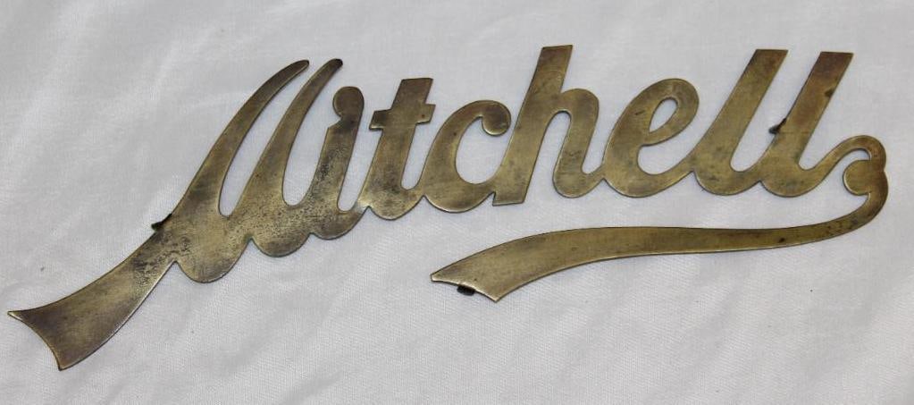 Mitchell Motor Car Co Brass Radiator Emblem Script (1 of 2)