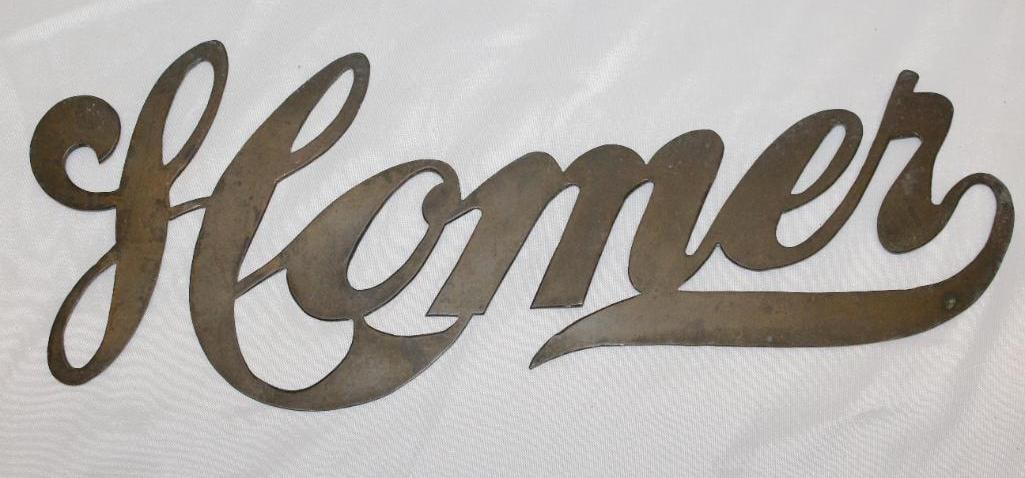 Homer Motor Car Co Brass Radiator Emblem Script (1 of 2)